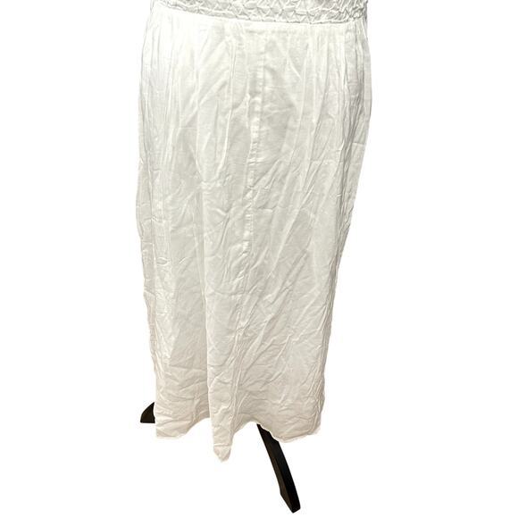 Reformation Midi Dress V Neck Full Button Embroidered Floral White Blue 4 NWOT - Picture 9 of 11